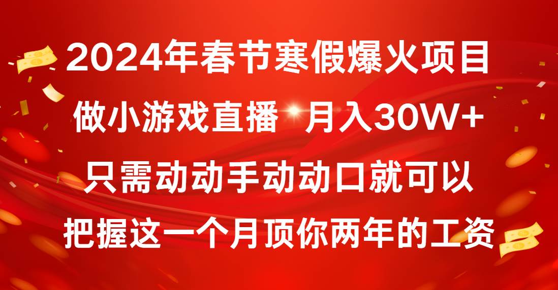 （8721期）2024年春节寒假爆火项目，普通小白如何通过小游戏直播做到月入30W+插图