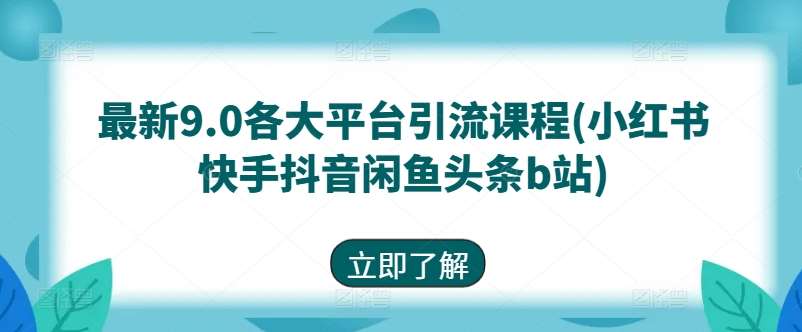 最新9.0各大平台引流课程(小红书快手抖音闲鱼头条b站)插图