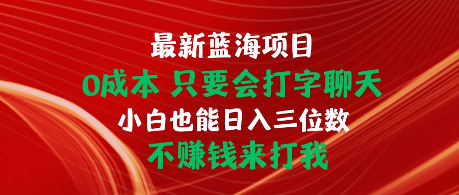 （10424期）最新蓝海项目 0成本 只要会打字聊天 小白也能日入三位数 不赚钱来打我插图