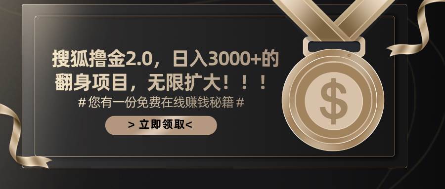 （11196期）搜狐撸金2.0日入3000+，可无限扩大的翻身项目插图