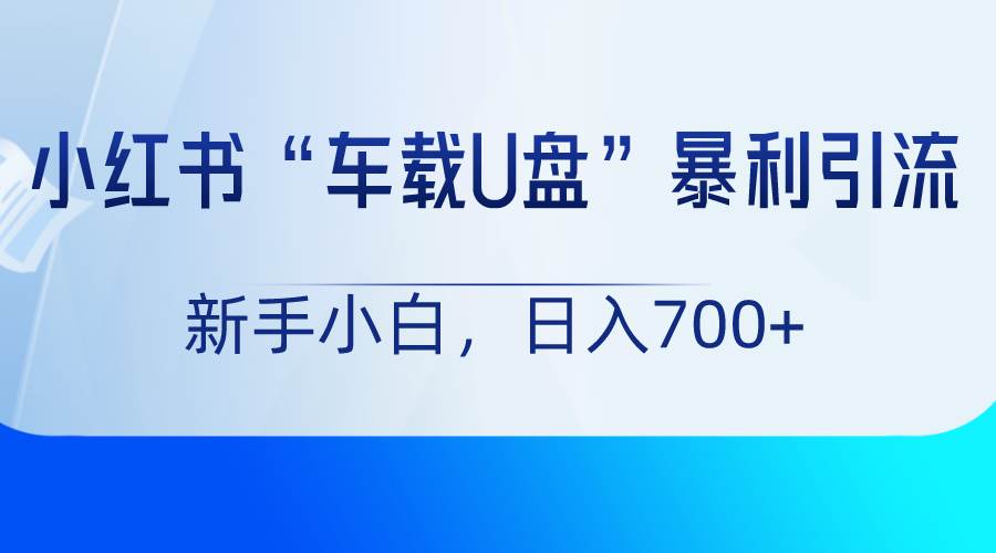 小红书“车载U盘”项目，暴利引流，新手小白轻松日入700+插图