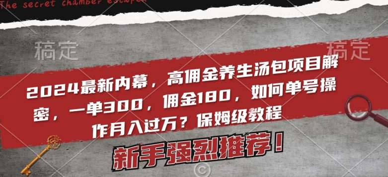 2024最新内幕，高佣金养生汤包项目解密，一单300，佣金180，如何单号操作月入过万？保姆级教程【揭秘】插图