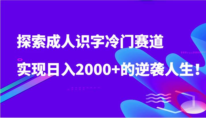 探索成人识字冷门赛道，实现日入2000+的逆袭人生！插图