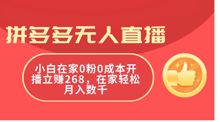 （11521期）拼多多无人直播，小白在家0粉0成本开播立赚268，在家轻松月入数千插图