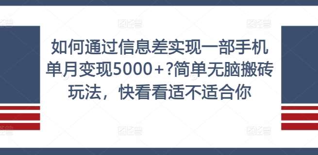 如何通过信息差实现一部手机单月变现5000+?简单无脑搬砖玩法，快看看适不适合你【揭秘】插图