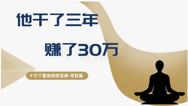 十万个富翁修炼宝典之2.他干了3年，赚了30万插图