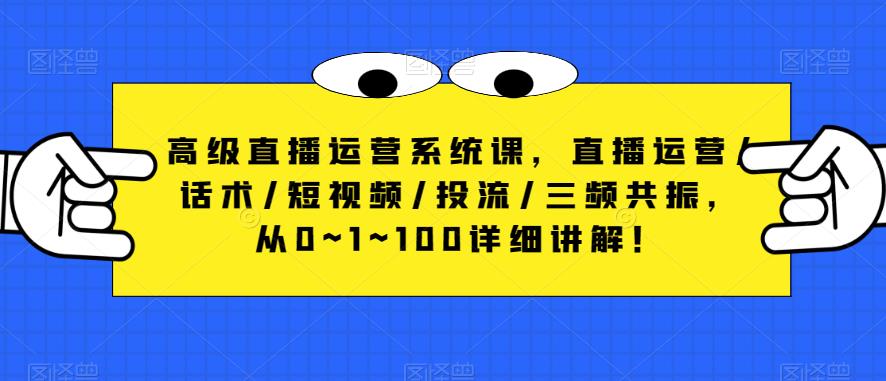 高级直播运营系统课，直播运营/话术/短视频/投流/三频共振，从0~1~100详细讲解！插图