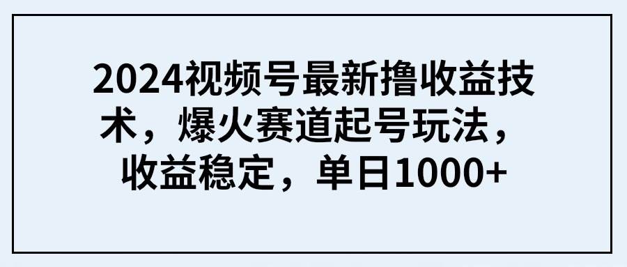 （9651期） 2024视频号最新撸收益技术，爆火赛道起号玩法，收益稳定，单日1000+插图