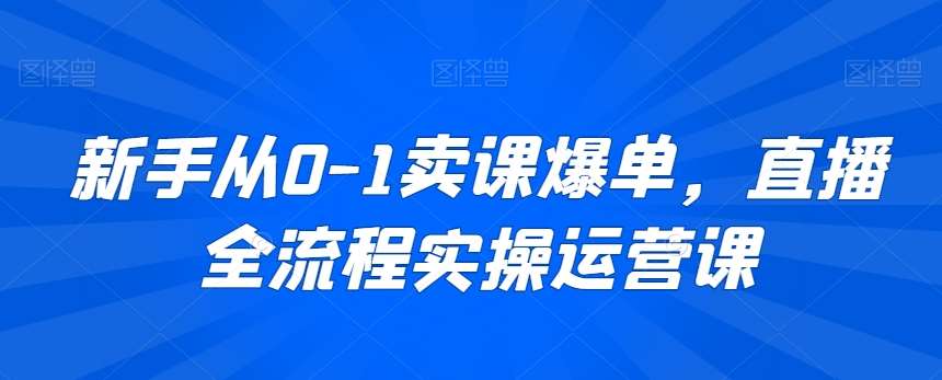 新手从0-1卖课爆单，直播全流程实操运营课插图