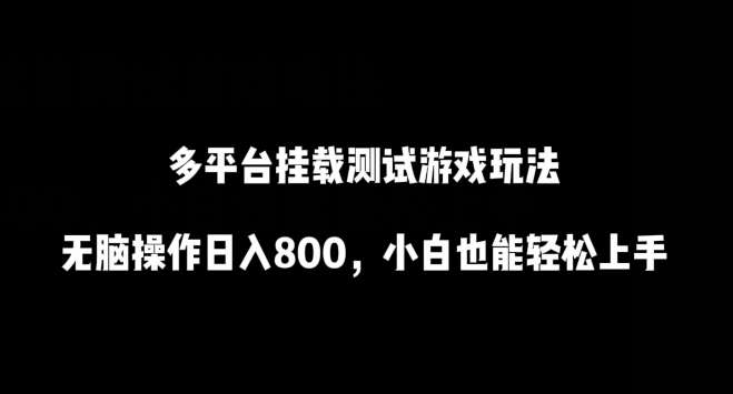 多平台挂载测试游戏玩法，无脑操作日入800，小白也能轻松上手【揭秘】插图