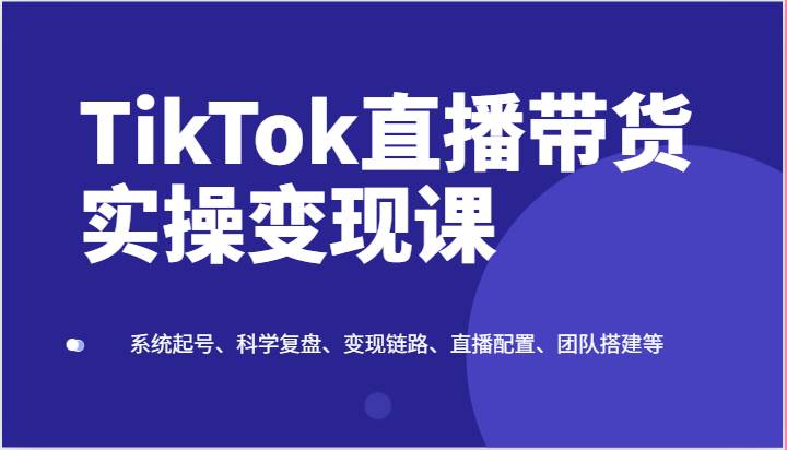 TikTok直播带货实操变现课：系统起号、科学复盘、变现链路、直播配置、团队搭建等插图