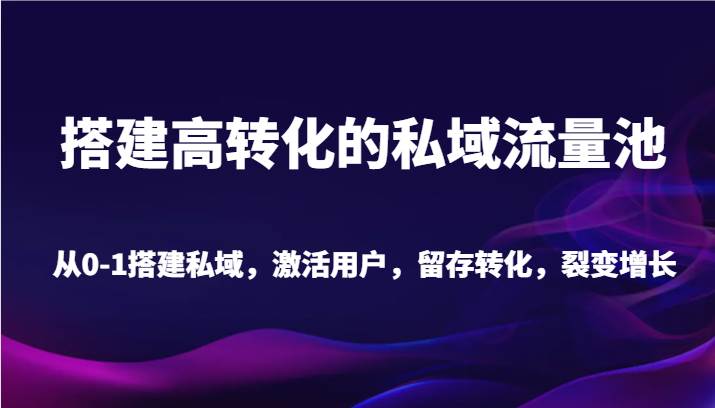 搭建高转化的私域流量池 从0-1搭建私域，激活用户，留存转化，裂变增长（20节课）插图