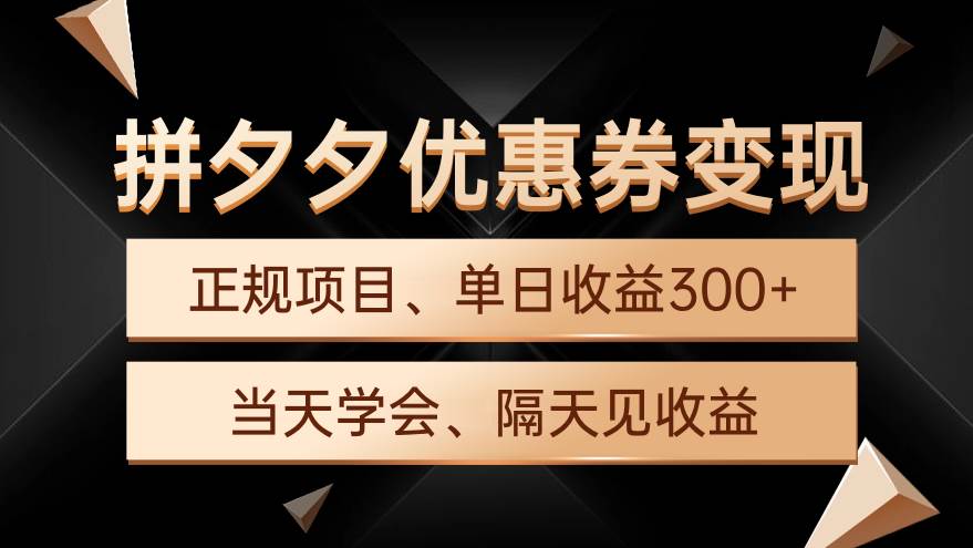 （9749期）拼夕夕优惠券变现，单日收益300+，手机电脑都可操作插图