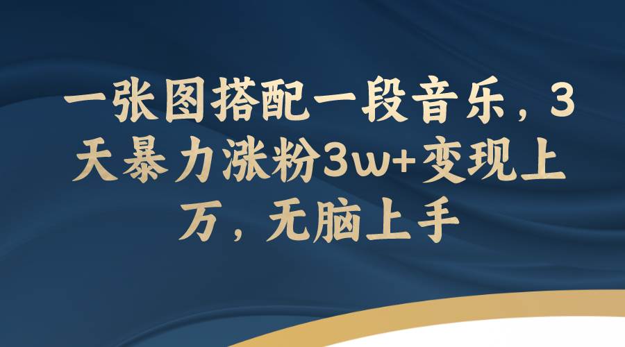 一张图搭配一段音乐，3天暴力涨粉3w+变现上万，无脑上手插图