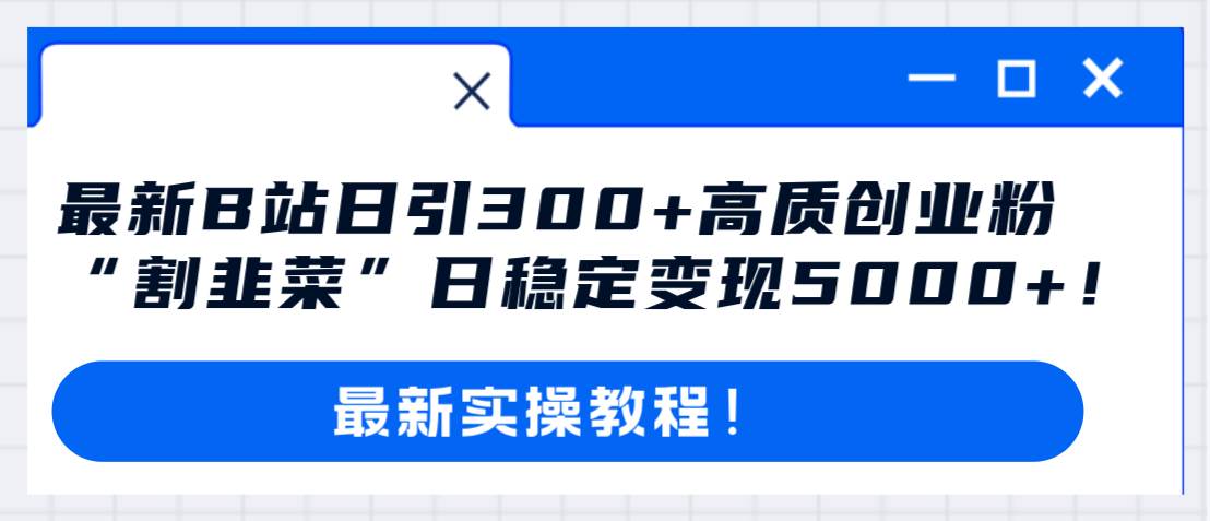 最新B站日引300+高质创业粉教程！“割韭菜”日稳定变现5000+！插图