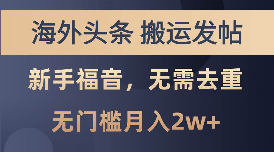 （10861期）海外头条搬运发帖，新手福音，甚至无需去重，无门槛月入2w+插图