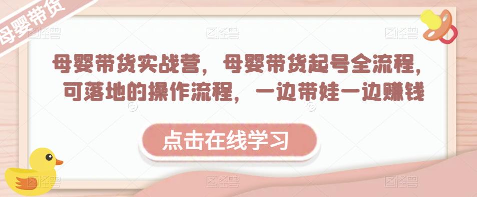 母婴带货实战营，母婴带货起号全流程，可落地的操作流程，一边带娃一边赚钱（附素材）插图