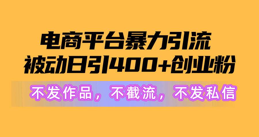 （10168期）电商平台暴力引流,被动日引400+创业粉不发作品，不截流，不发私信插图