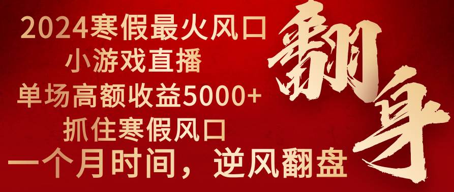 2024年最火寒假风口项目 小游戏直播 单场收益5000+抓住风口 一个月直接提车插图