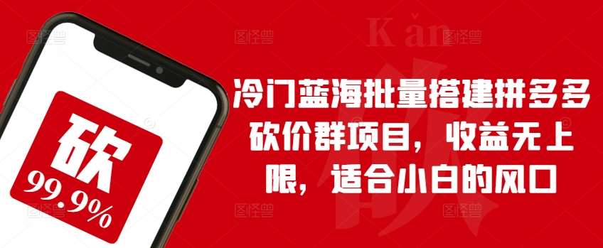 冷门蓝海批量搭建拼多多砍价群项目，收益无上限，适合小白的风口【揭秘】插图