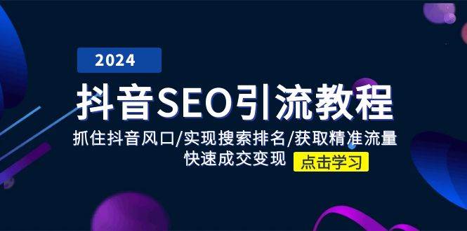 抖音SEO引流教程：抓住抖音风口/实现搜索排名/获取精准流量/快速成交变现插图