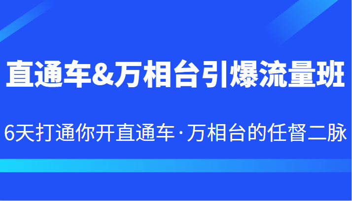 直通车amp;万相台引爆流量班 6天打通你开直通车·万相台的任督二脉