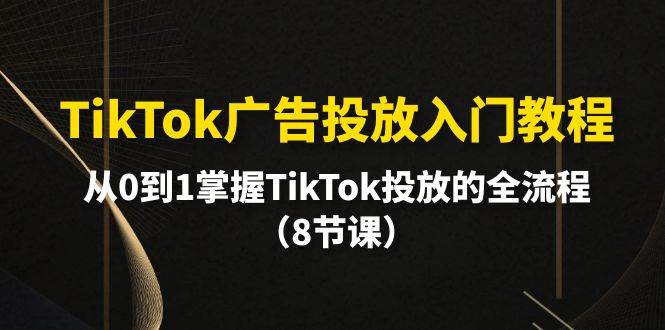 （10085期）TikTok广告投放入门教程，从0到1掌握TikTok投放的全流程（8节课）插图