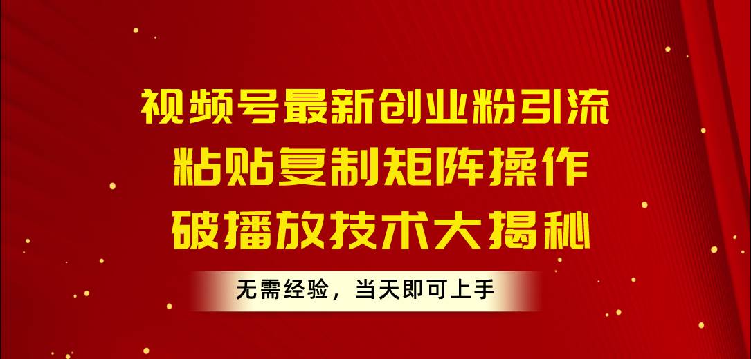 （10803期）视频号最新创业粉引流，粘贴复制矩阵操作，破播放技术大揭秘，无需经验…插图