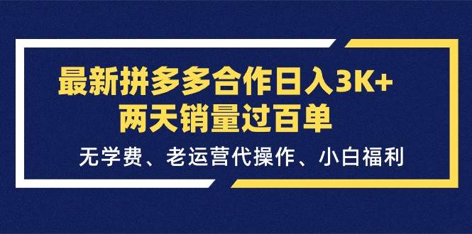 （11288期）最新拼多多合作日入3K+两天销量过百单，无学费、老运营代操作、小白福利插图