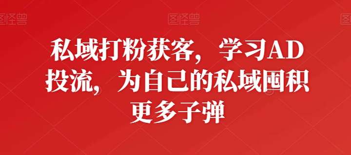 私域打粉获客，学习AD投流，为自己的私域囤积更多子弹插图