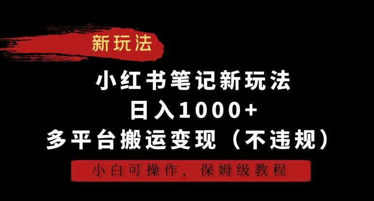 小红书笔记新玩法，日入1000+，多平台搬运变现（不违规），小白可操作，保姆级教程【揭秘】插图