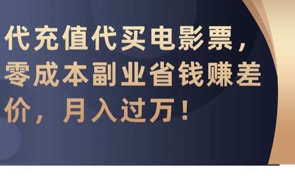 代充值代买电影票，零成本副业省钱赚差价，月入过万【揭秘】插图