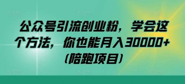 公众号引流创业粉，学会这个方法，你也能月入30000+ (陪跑项目)插图