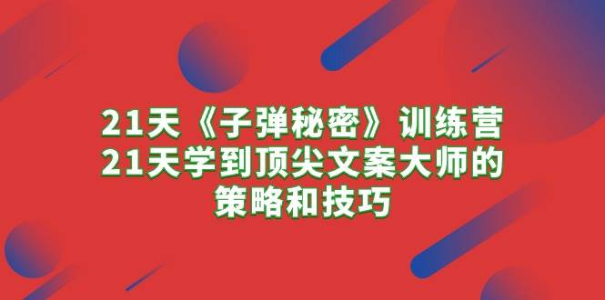 （10210期）21天《子弹秘密》训练营，21天学到顶尖文案大师的策略和技巧插图