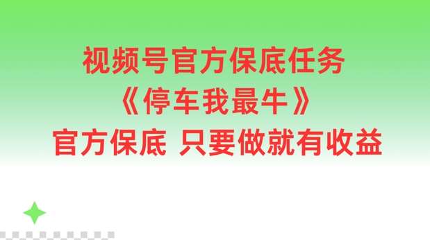 视频号官方保底任务，停车我最牛，官方保底只要做就有收益【揭秘】插图