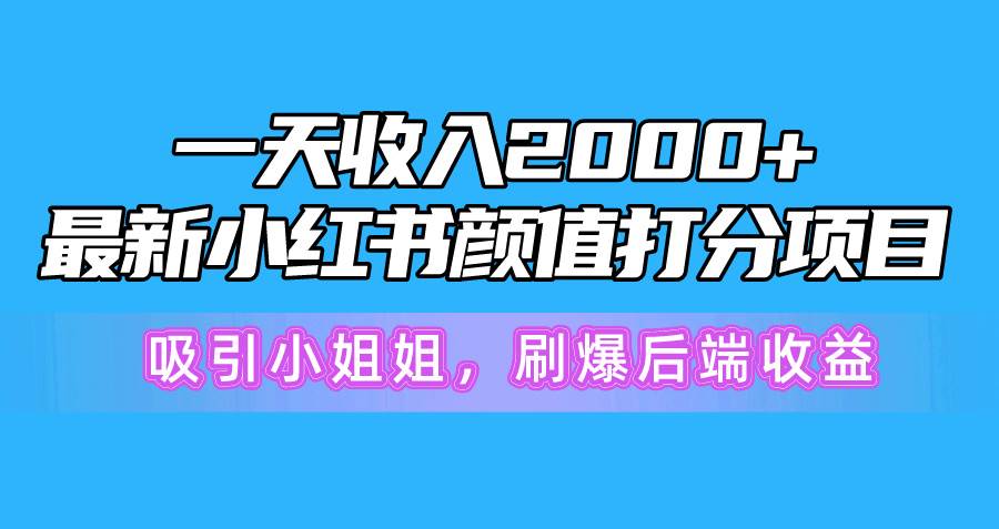 （10187期）一天收入2000+，最新小红书颜值打分项目，吸引小姐姐，刷爆后端收益插图