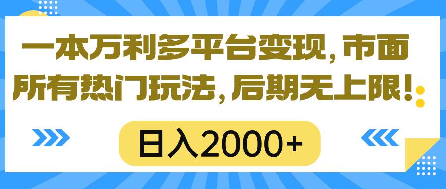 （10311期）一本万利多平台变现，市面所有热门玩法，日入2000+，后期无上限！插图