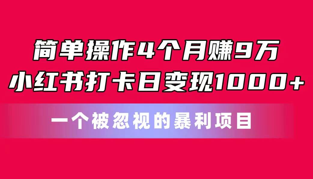 （11048期）简单操作4个月赚9万！小红书打卡日变现1000+！一个被忽视的暴力项目插图