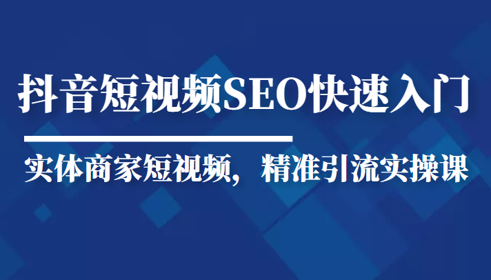 抖音短视频Seo搜索排名优化新手快速入门教程，实体商家短视频，精准引流实操课插图