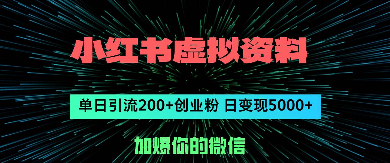 （12164期）小红书虚拟资料日引流200+创业粉，单日变现5000+插图