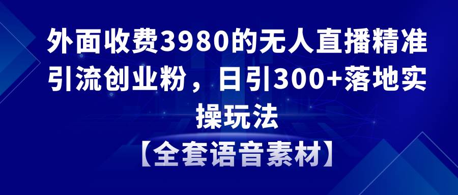 无人直播精准引流创业粉，日引300+落地实操玩法【全套语音素材】插图