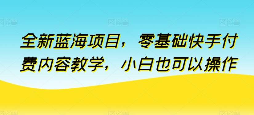 全新蓝海项目，零基础快手付费内容教学，小白也可以操作【揭秘】插图