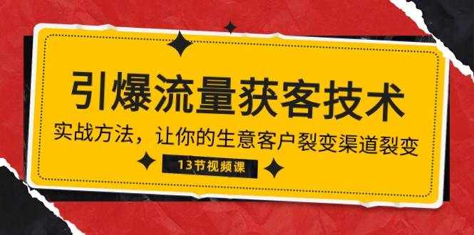 （10276期）《引爆流量 获客技术》实战方法，让你的生意客户裂变渠道裂变（13节）插图