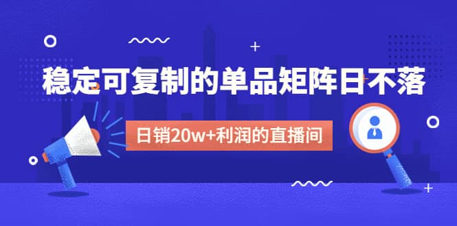 某电商线下课程，稳定可复制的单品矩阵日不落，做一个日销20w+利润的直播间插图