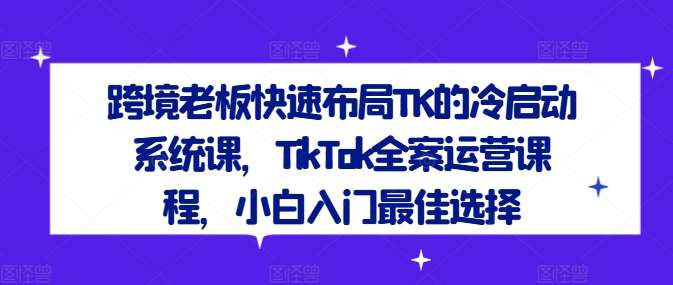 跨境老板快速布局TK的冷启动系统课，TikTok全案运营课程，小白入门最佳选择插图