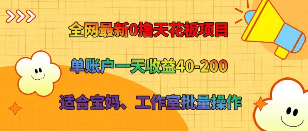 全网最新0撸天花板项目 单账户一天收益40-200 适合宝妈、工作室批量操作插图