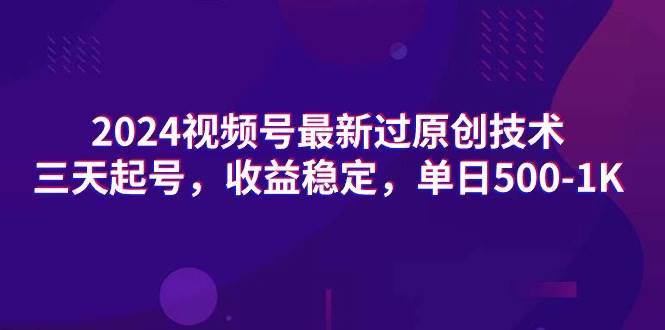 （9506期）2024视频号最新过原创技术，三天起号，收益稳定，单日500-1K插图