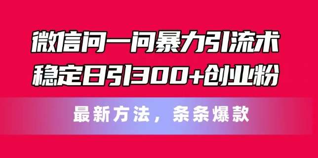 微信问一问暴力引流术，稳定日引300+创业粉，最新方法，条条爆款【揭秘】插图