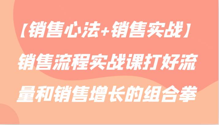 【销售心法+销售实战】销售流程实战课打好流量和销售增长的组合拳插图