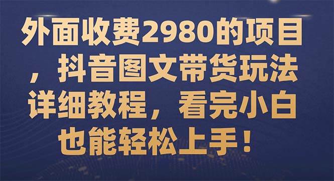 （7685期）外面收费2980的项目，抖音图文带货玩法详细教程，看完小白也能轻松上手！插图